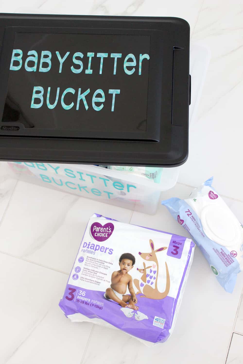 Parents Choice brand diapers and wipes are the best! Perfect for these babysitting bags! 