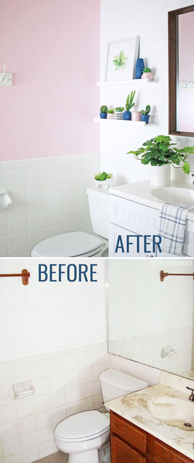 This small bathroom makeover is amazing and really budget-friendly too! 