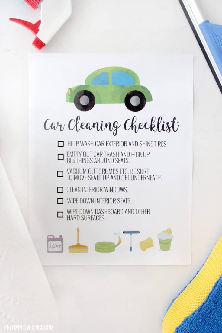 Car cleaning checklist teach kids how to clean a car