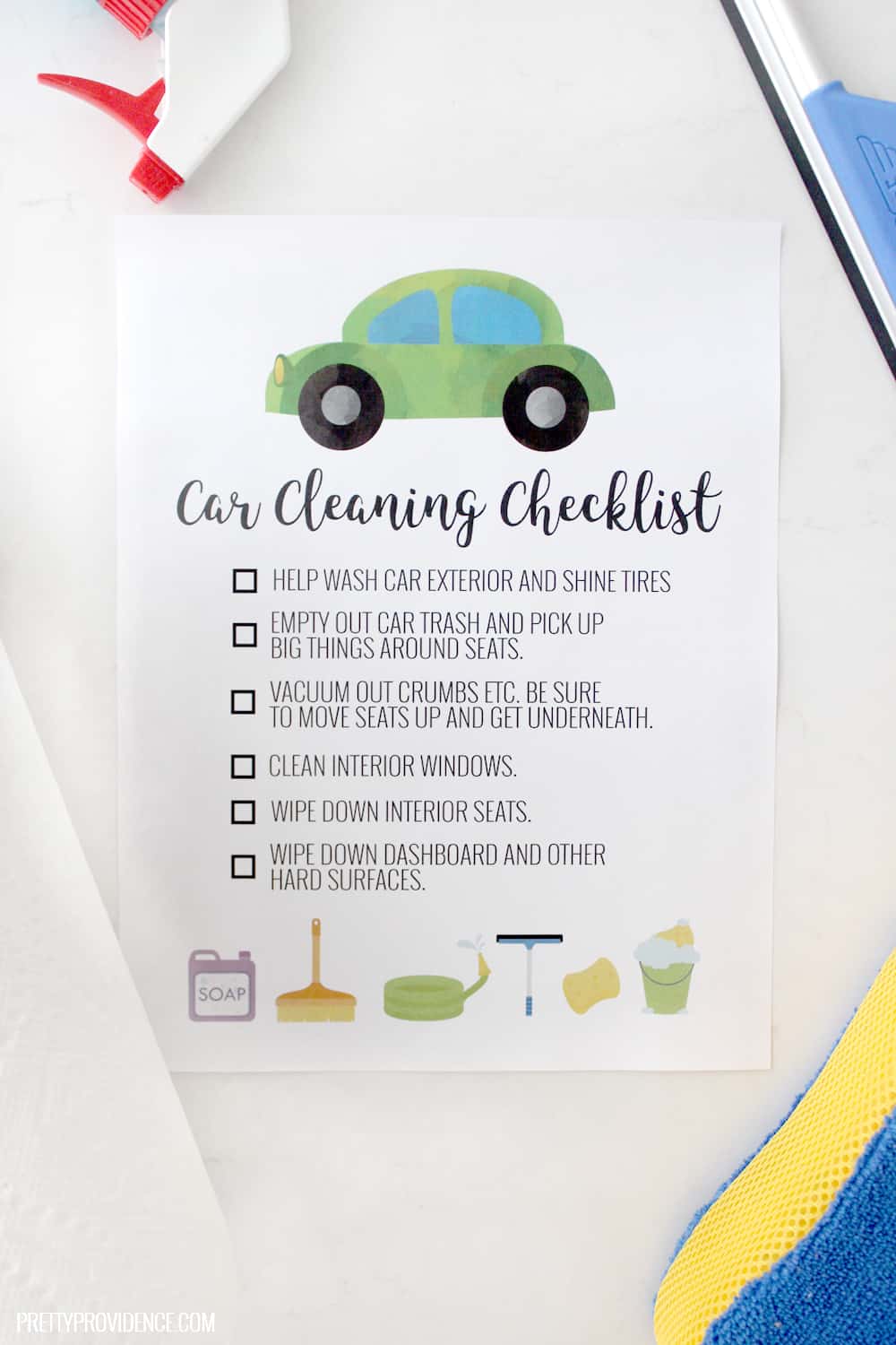 Car cleaning checklist - this is a great way to teach your kids how to clean a car! 