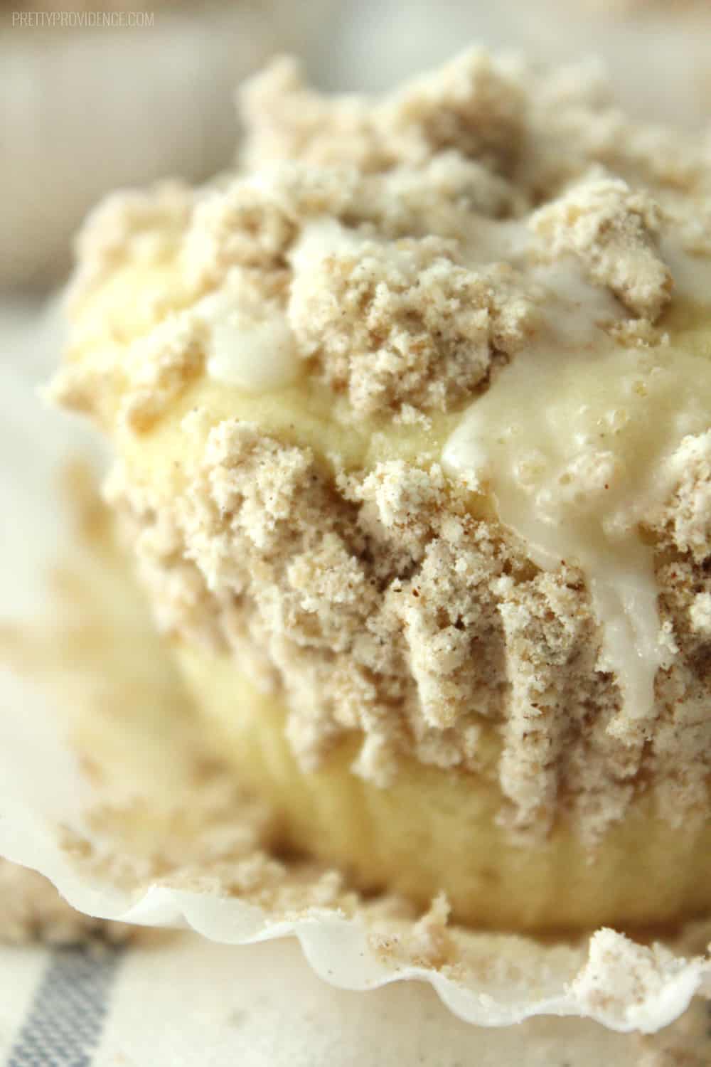 These coffee cake muffins are unbelievably good! From the moist cake base, to the delicious streusel topping to the sweet glaze finish these muffins are sure to hit the spot! 