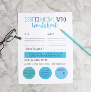 Great free printable worksheet to help you easily find out your debt to income ratio!