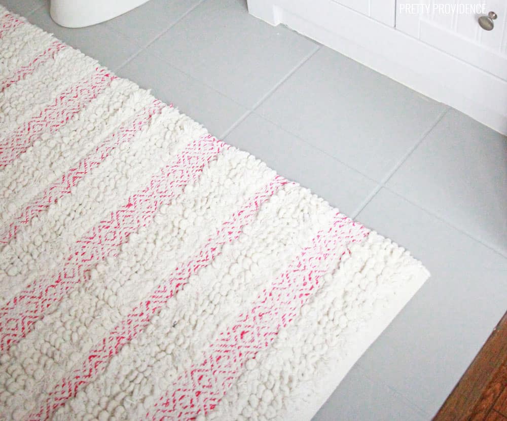 Painted tile floor in a bathroom!