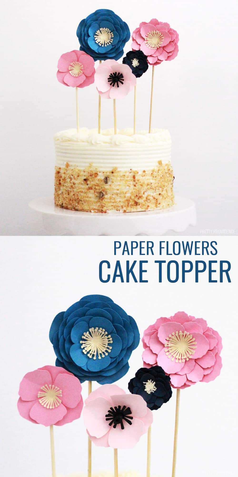 Mixed Blue Cake Topper Decoration, Silk Cake Flowers