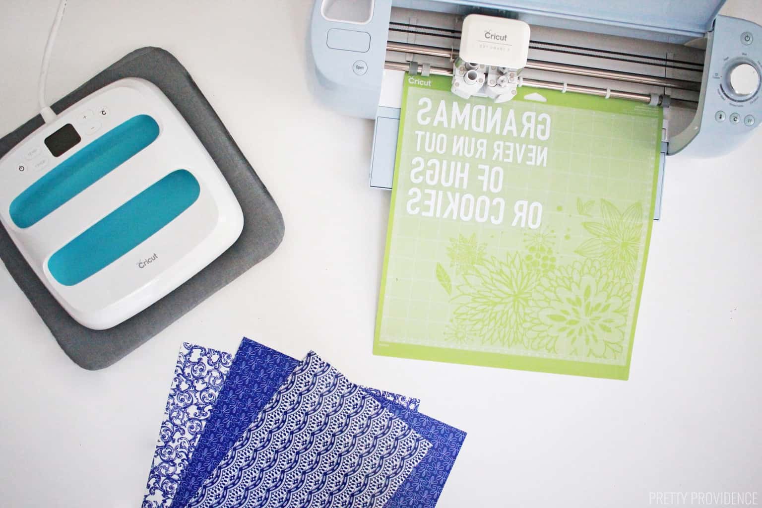 Cricut machine, EasyPress, EasyPress mat and new Patterned Iron On 