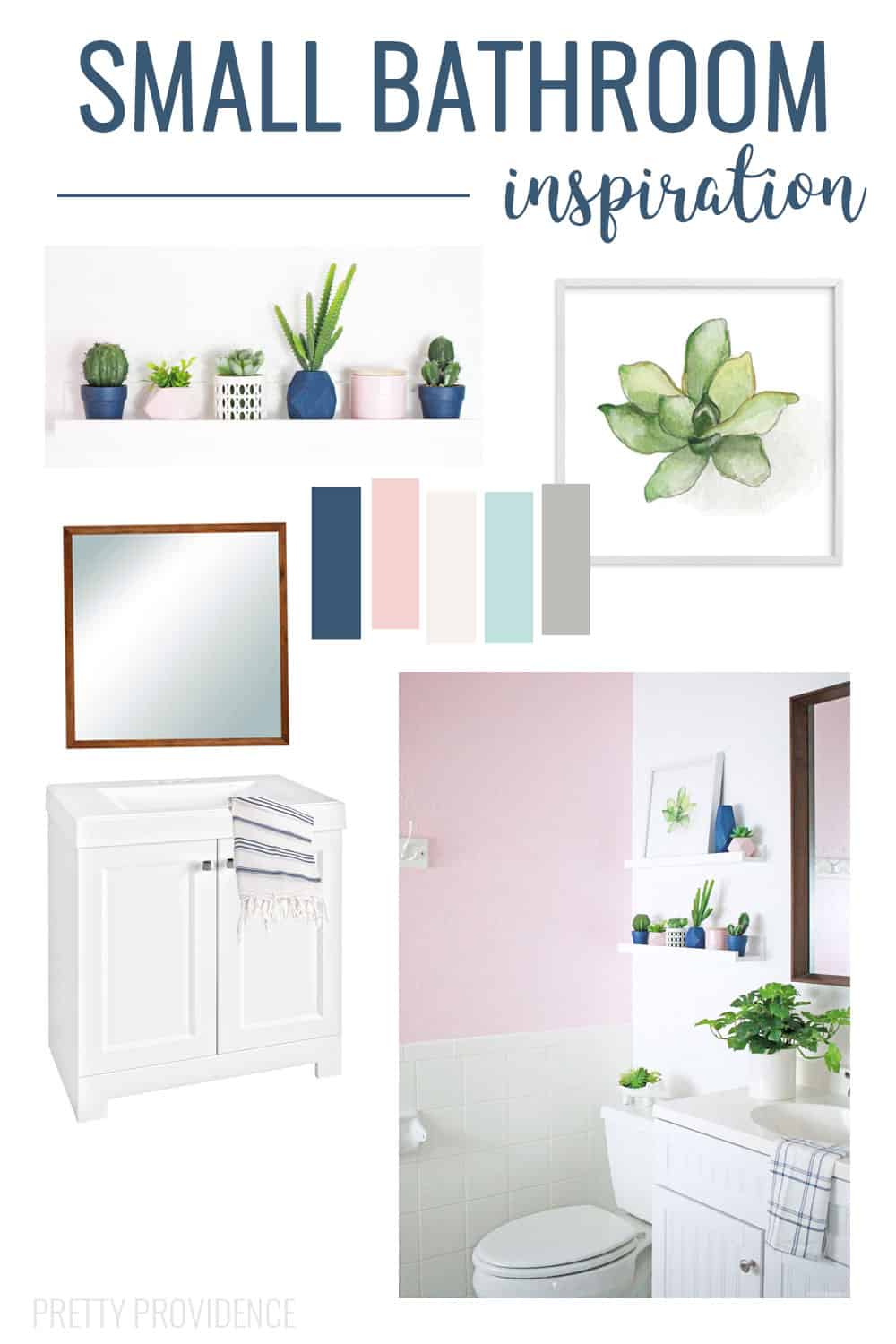 Small Bathroom Inspiration! Pink and Navy 