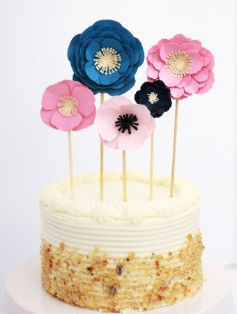 How to make an easy cake topper with paper flowers made of cardstock! This is an awesome, easy cake decorating idea!