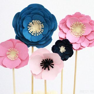 3D paper flowers on skewers