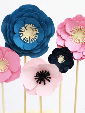 3D paper flowers on skewers