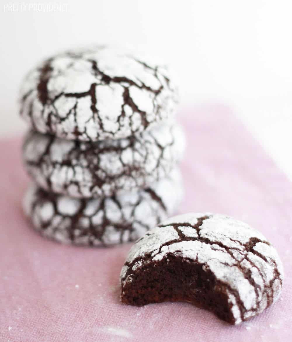 Chocolate crinkle cookies covered in powdered sugar! 