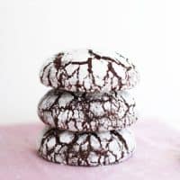 Chocolate crinkle cookies covered in powdered sugar!