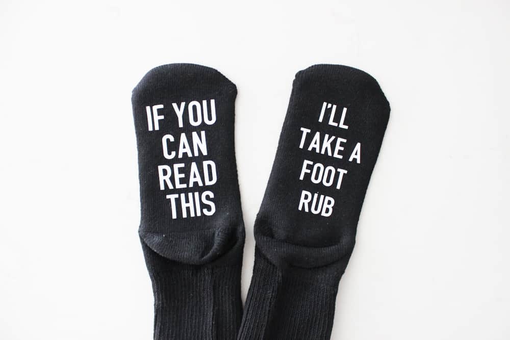 If you can read this, give me a foot rub, funny socks