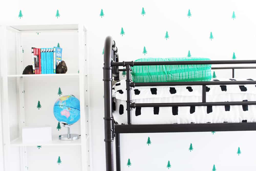 How cute is this DIY tree wall? Guess what? It took less than two hours and less than $20 to make! Oh, and it's removable!