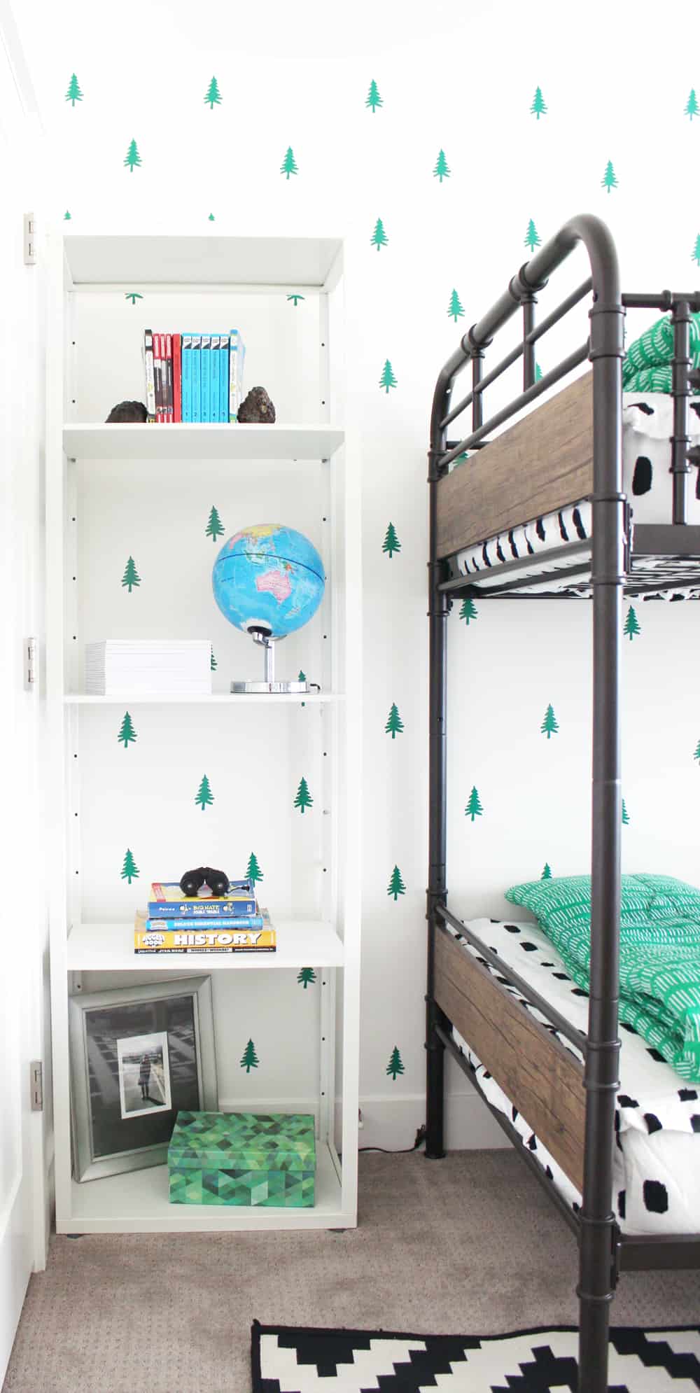 How cute is this DIY tree wall? Guess what? It took less than two hours and less than $20 to make! Oh, and it's removable!