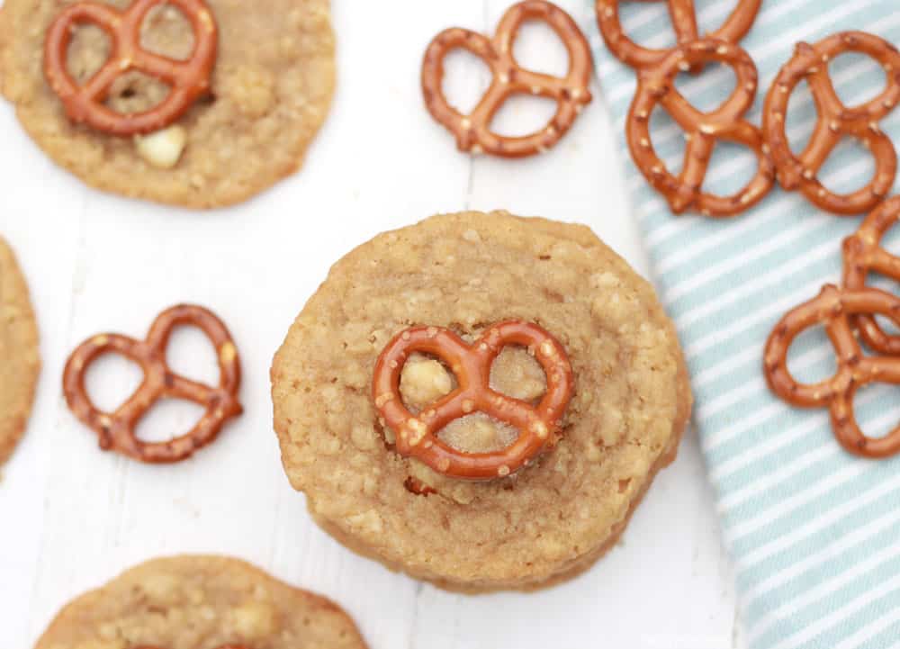 White Chocolate Oatmeal Pretzel Cookies