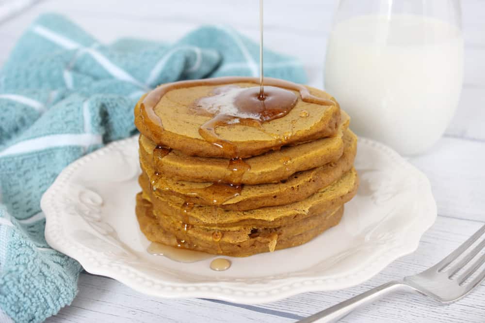 The best ever pumpkin pancakes! We love this recipe and make it at least once a week in the fall! So easy and SO GOOD. 