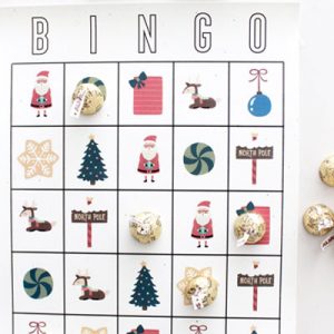 a Christmas Bingo card in use.