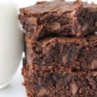 The BEST EVER homemade brownies! Flaky on the outside, fudgy on the inside, so easy and so GOOD!