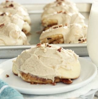 These caramel pecan rolls are unreal good! Super easy too!