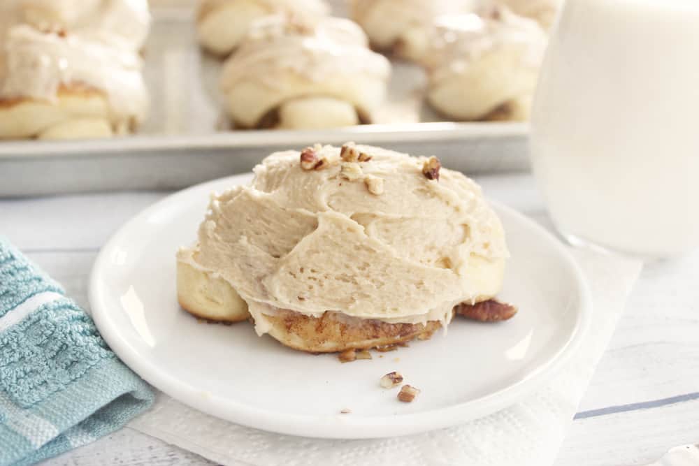 These caramel pecan rolls are unreal good! Super easy too! 