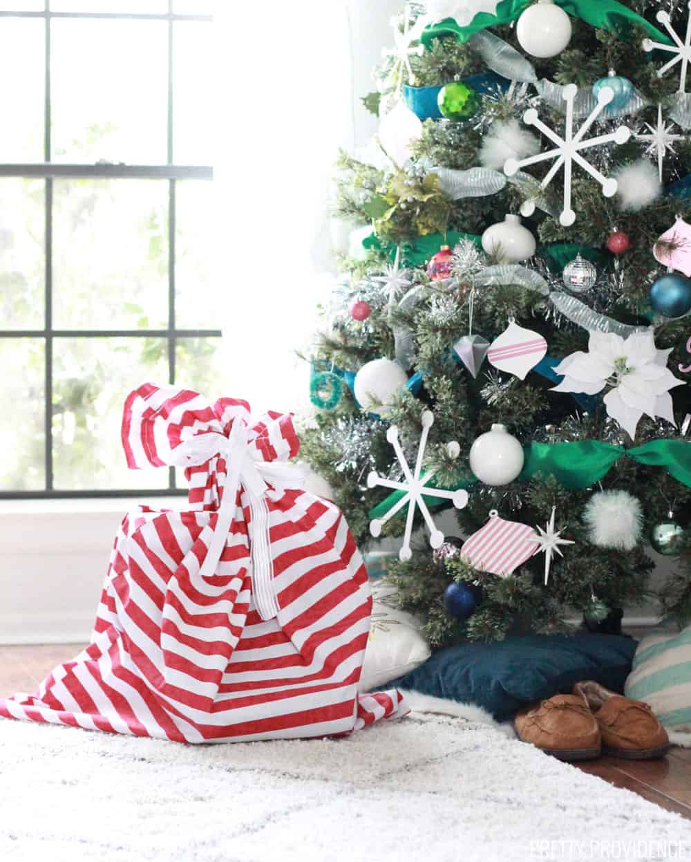 Colorful Christmas Tree with Ribbon