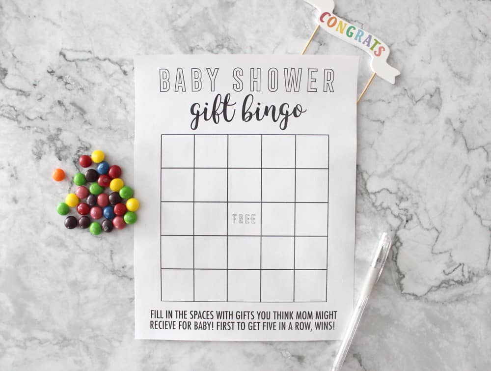 blank baby shower bingo printable