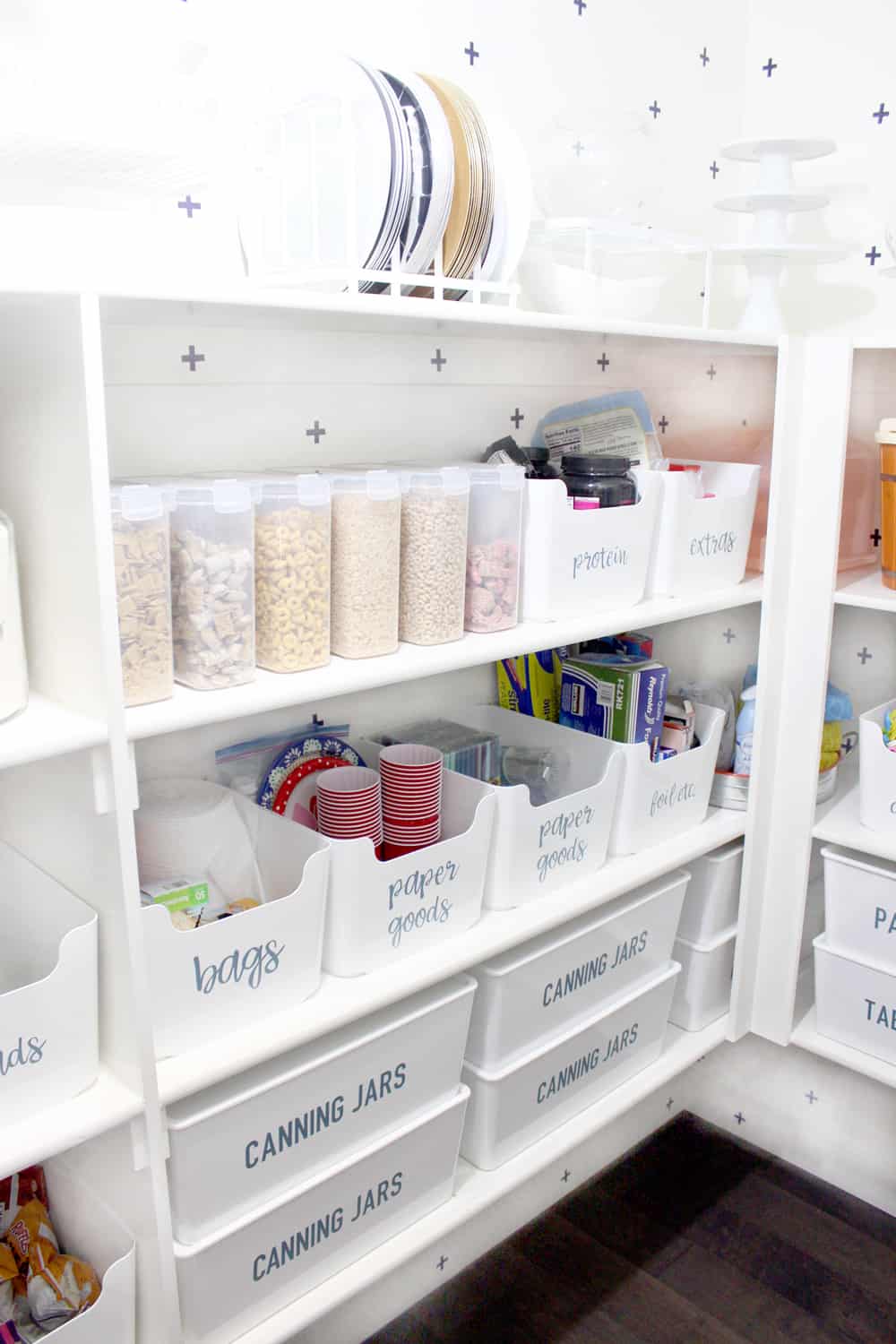 cereal wall on the pantry makeover