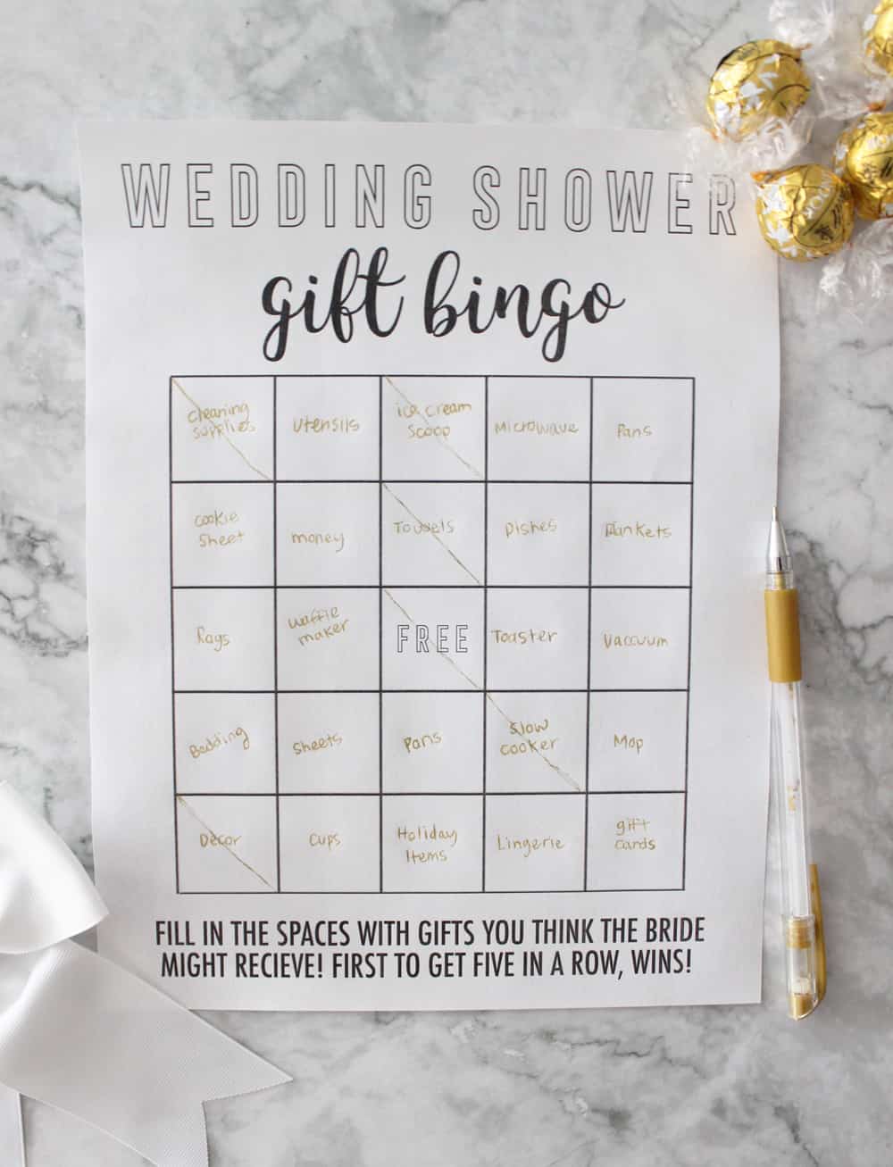 bridal shower games bingo