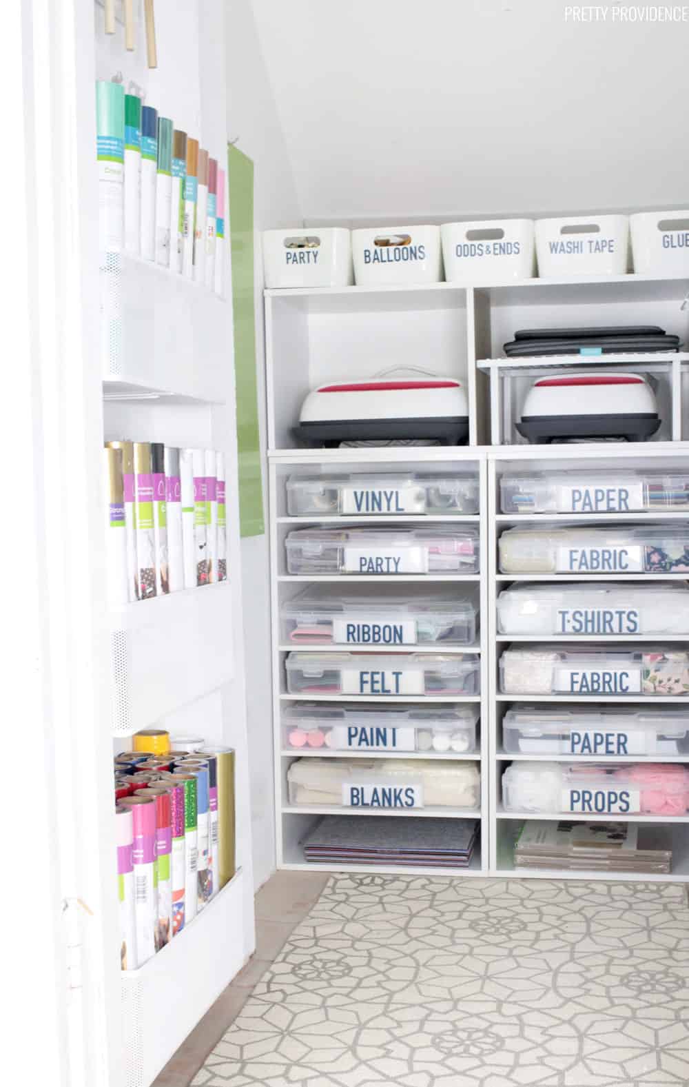 Craft Storage Closet - Under Stairs Closet Transformation