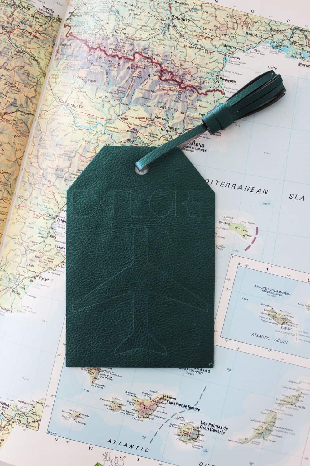 diy luggage tag with an engraved airplane