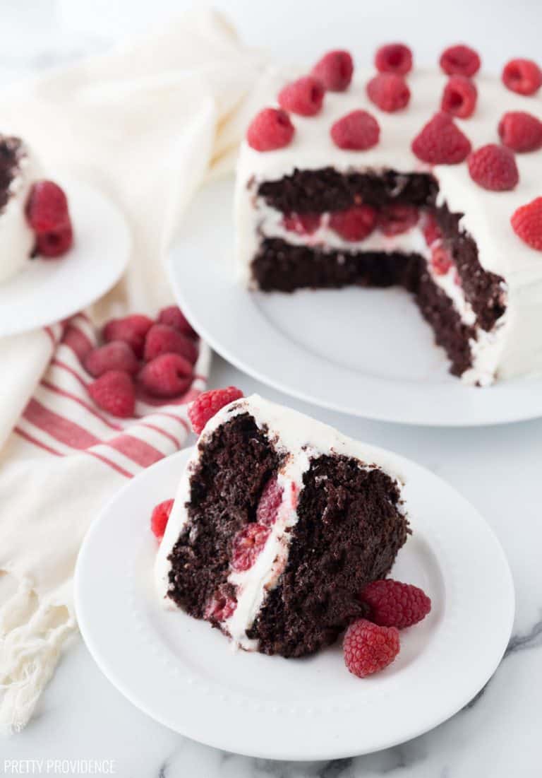 Raspberry Chocolate Cake with Cream Cheese Frosting