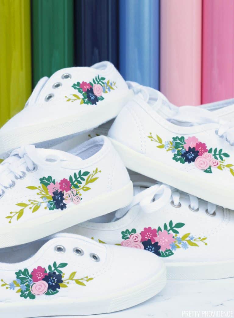 Floral Sneakers How to Add IronOn to Shoes with Cricut EasyPress Mini