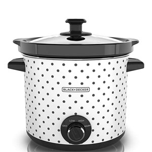 Slow Cooker 4 Qt white with black polka dots