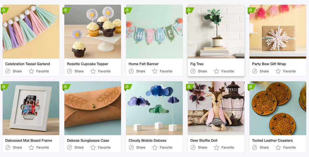 Cricut Access project ideas gallery from Cricut Design Space