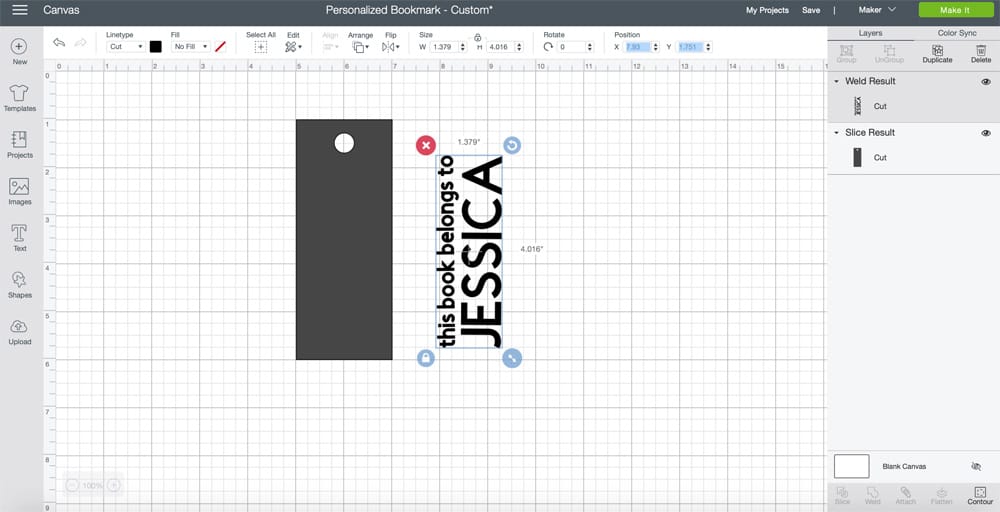 screen shot of welding process in cricut design space