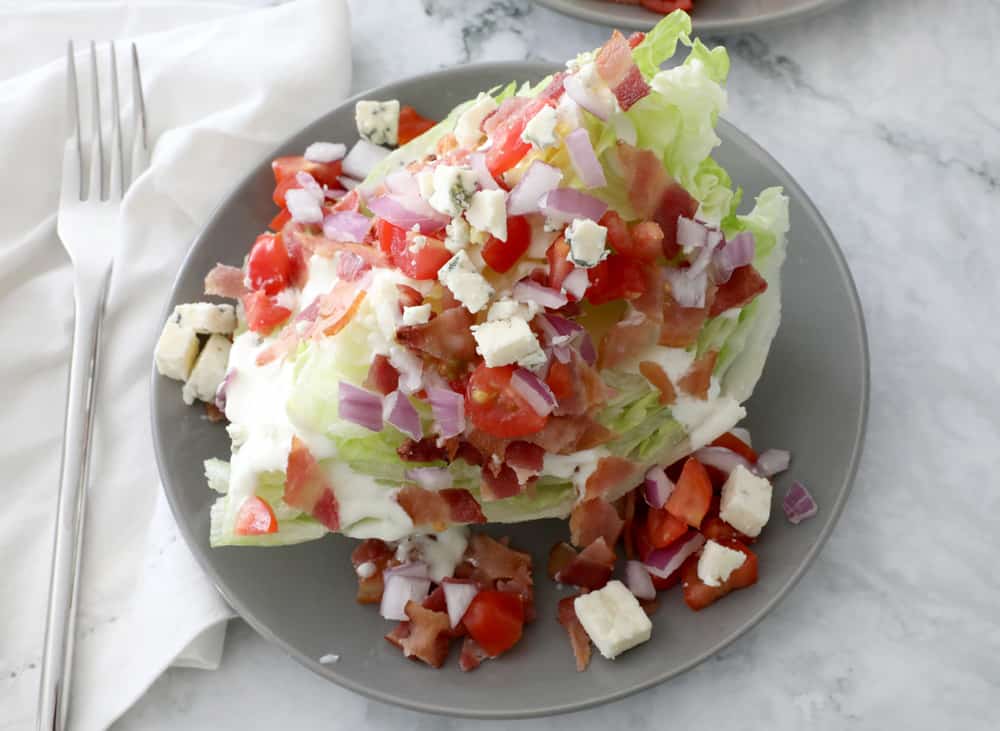 Close up of wedge salad 