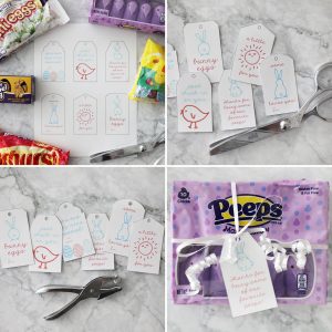 step by step photos for how to print and use easter gift tags