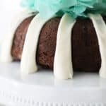 copycat nothing bundt cake with mint green tissue paper pom pom on top