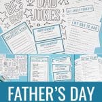 Father's Day printables - coloring pages,coupons, breakfast menu and fill-in-the blank questionnaire.