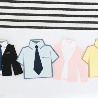 Shirts, ties and jackets inspired by The Office characters made out of card stock