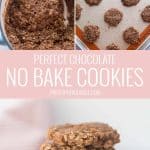 collage image of how to make no bake cookies optimized for pinterest