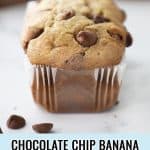 chocolate chip banana bread recipe for Pinterest
