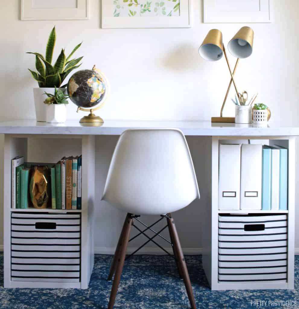 IKEA HACK Desk with Cube Storage Shelves Pretty Providence
