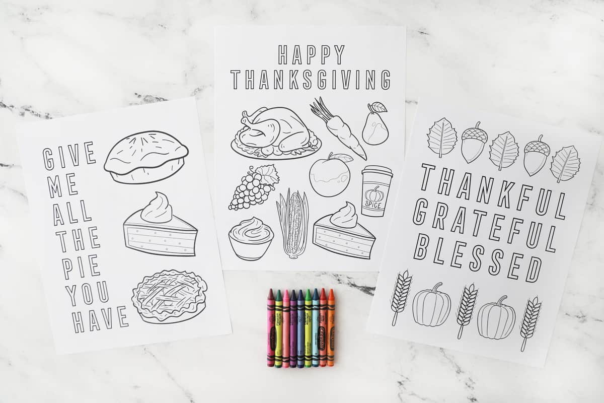 three blank free printable thanksgiving coloring pages