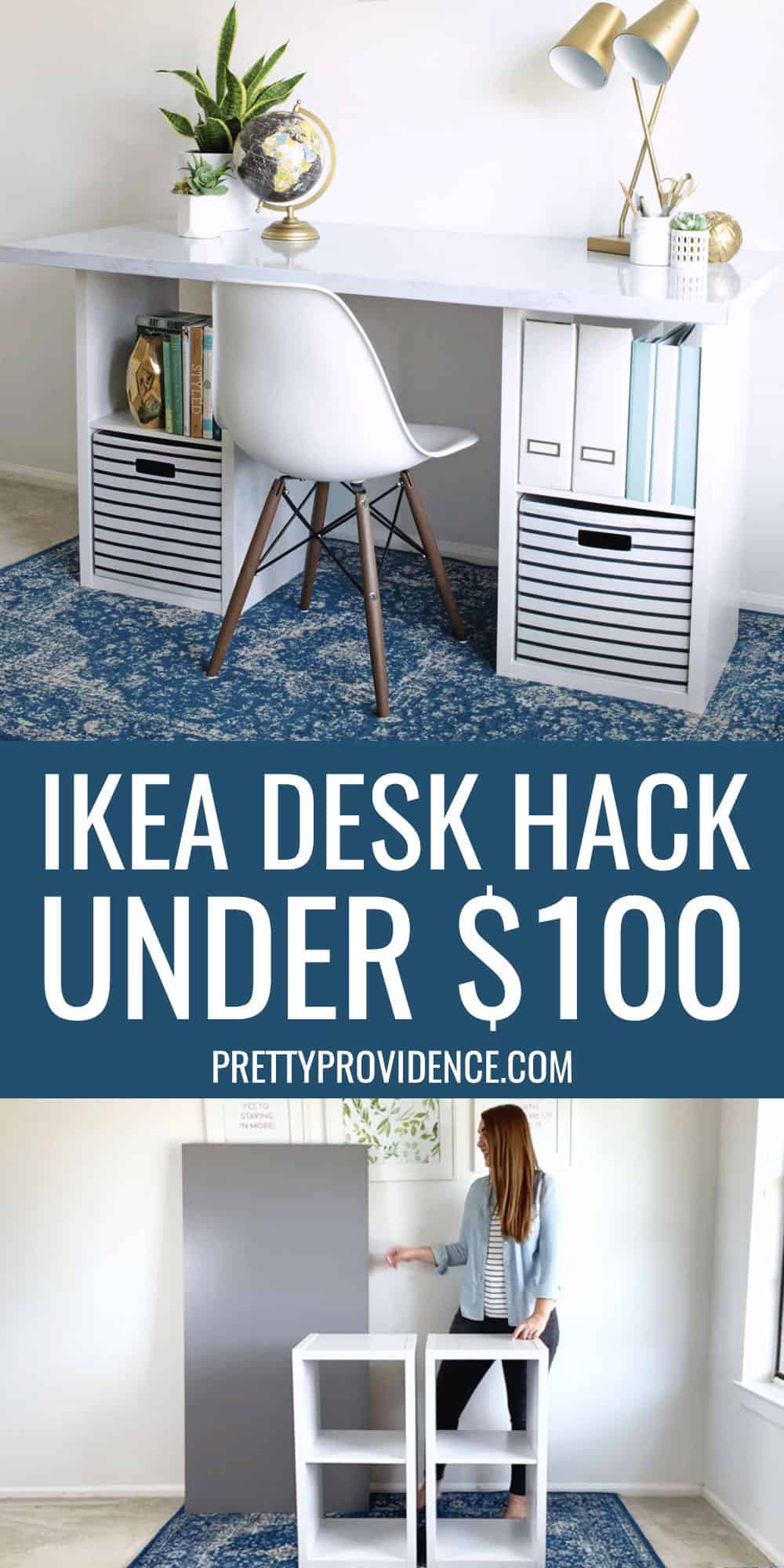 IKEA HACK Desk with Cube Storage Shelves - Pretty Providence