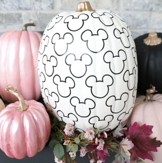 Mickey Mouse pattern on a white pumpkin