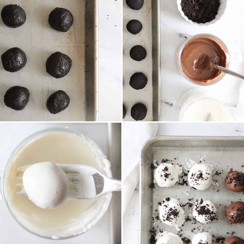 last four step by step photos of the Oreo truffle process