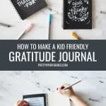 young girl writing in gratitude journal in collage for pinterest