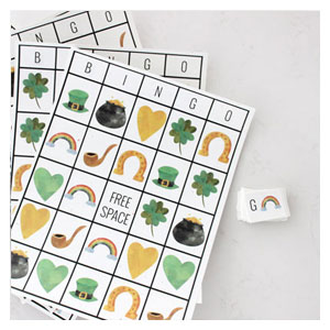 St. Patricks day Bingo cards fanned out