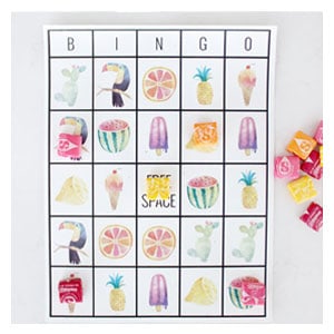 summer bingo card with starburst
